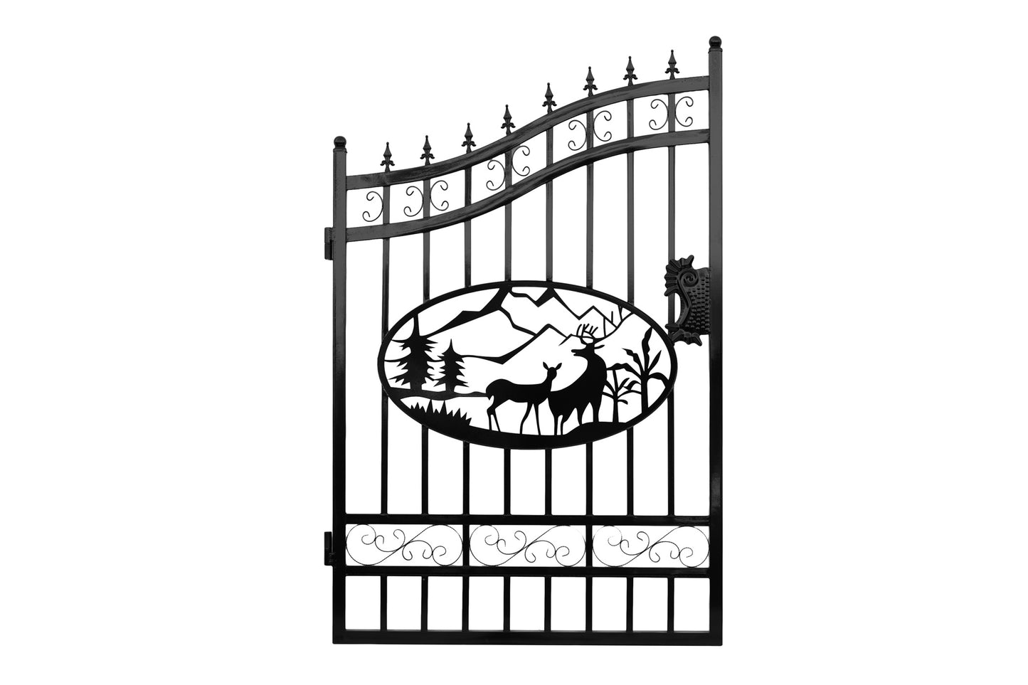 20 ft. Wrought Iron Driveway Gate - Deer Design, Heavy-Duty