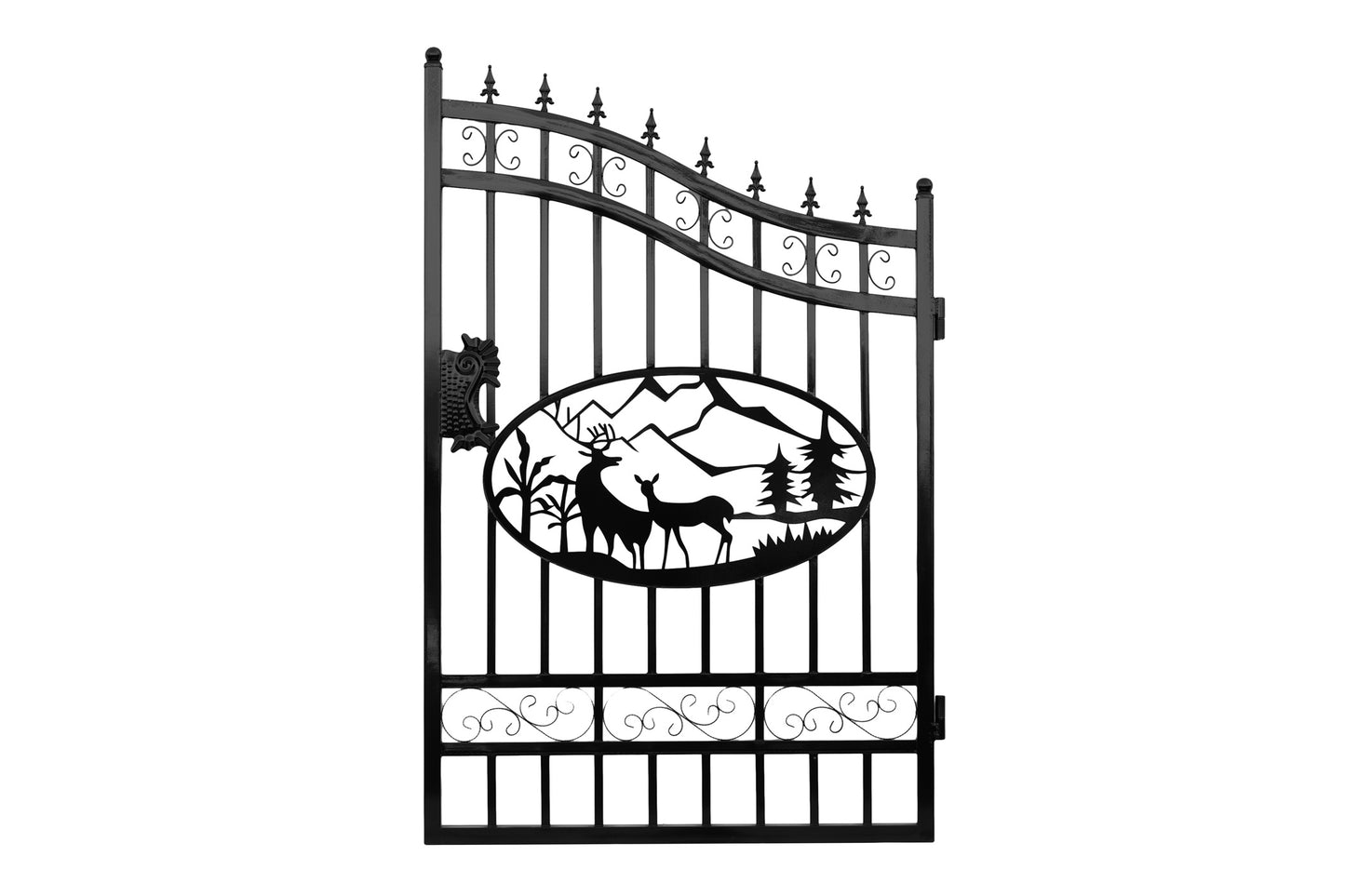 20 ft. Wrought Iron Driveway Gate - Deer Design, Heavy-Duty