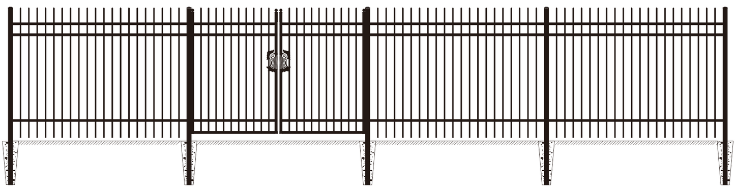 EMC 168FT 8’×6′ Sharp Top Industrial Ornamental Fencing Line - 20 Panels & 1 Gate