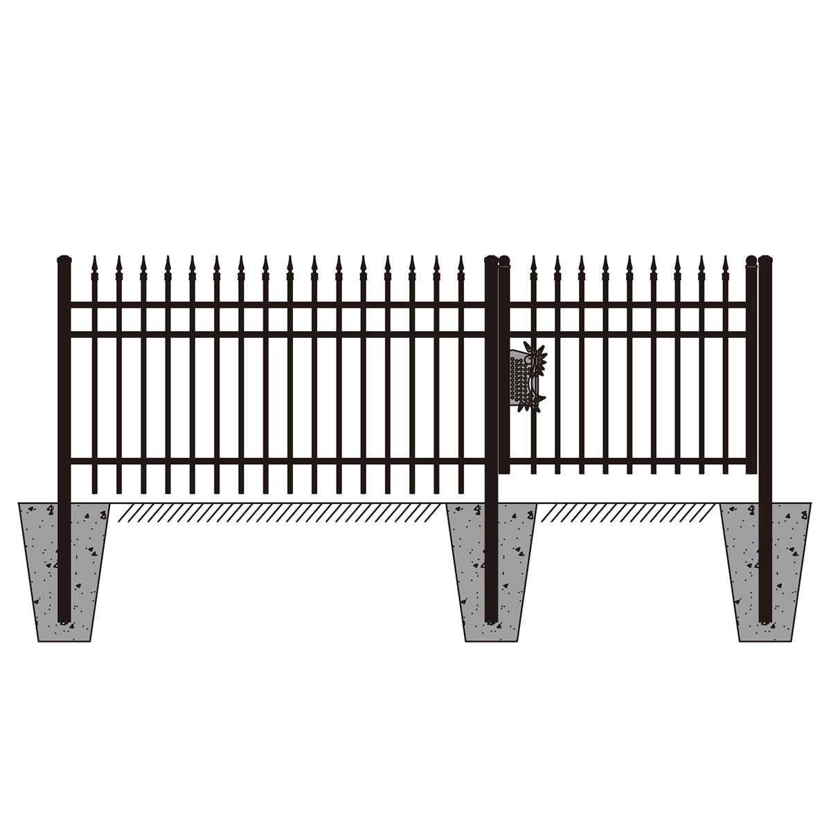 EMC 284FT 7’×4′ Sharp Top Industrial Ornamental Fencing Line - 40 Panels & 2 Gate