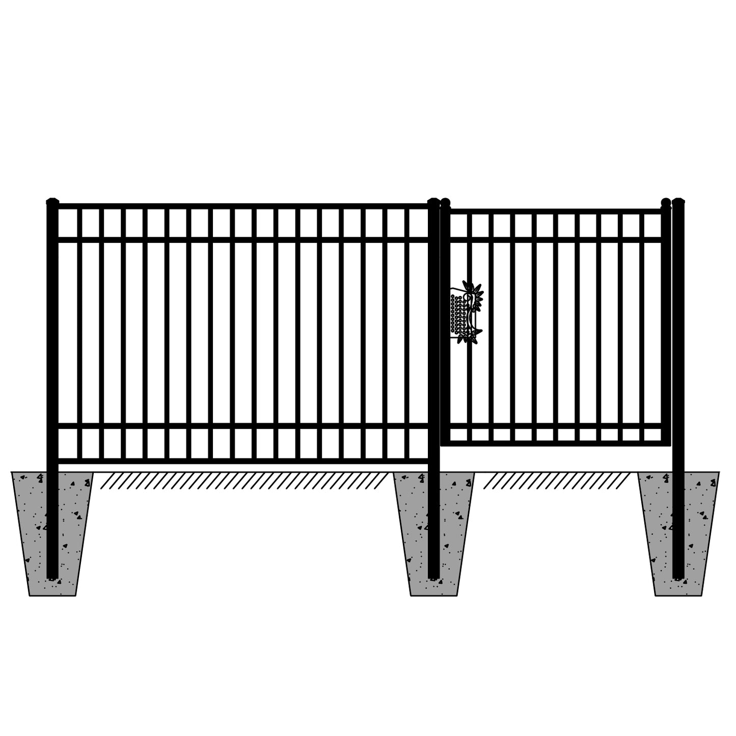 EMC 144FT 7’×5′ Flat Top Industrial Ornamental Fencing Line - 20 Panels & 2 Gate