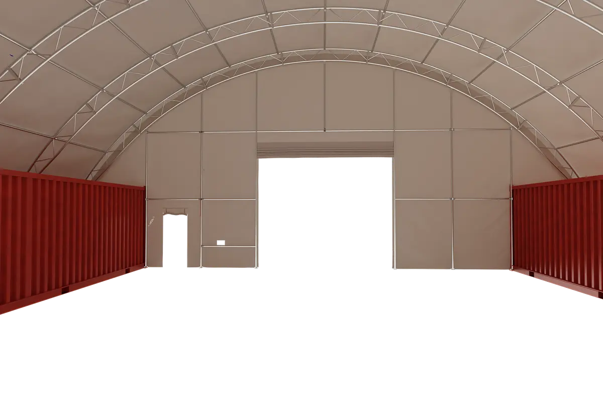 EMC Container Shelter 60'x40'x20' (610g PVC) Double Trussed