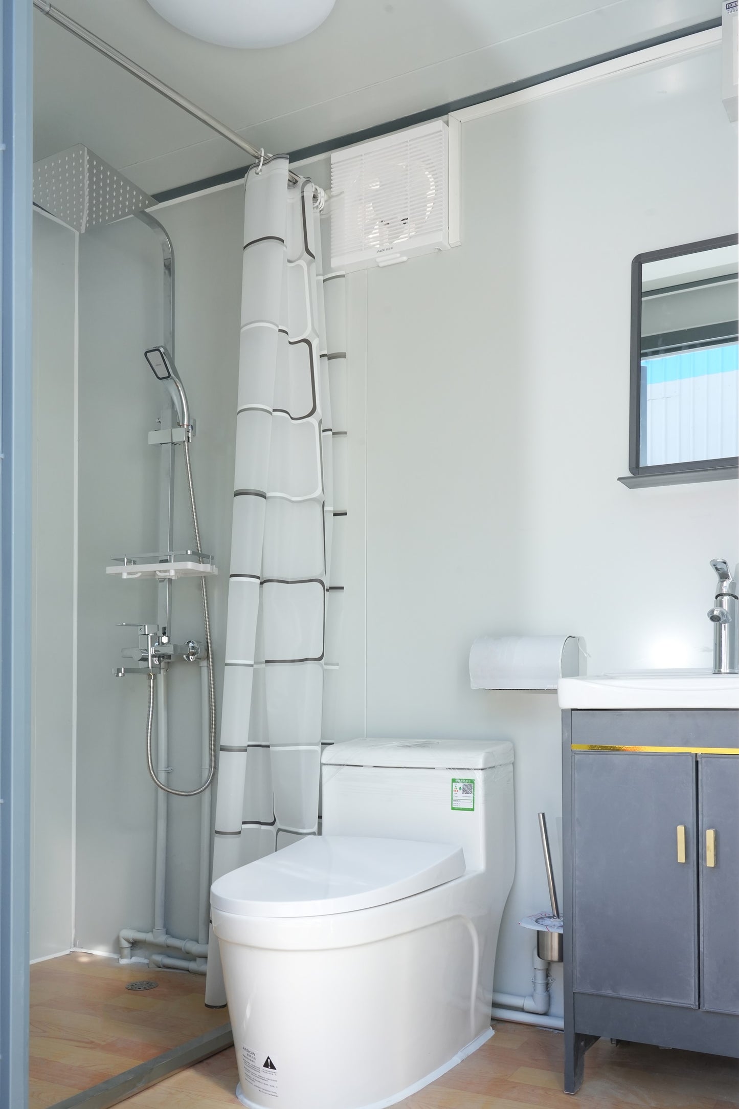 EMC Portable Toilet Bathroom With Shower - Insulated 4 seasons - Connections for sceptic and water - Power inlet