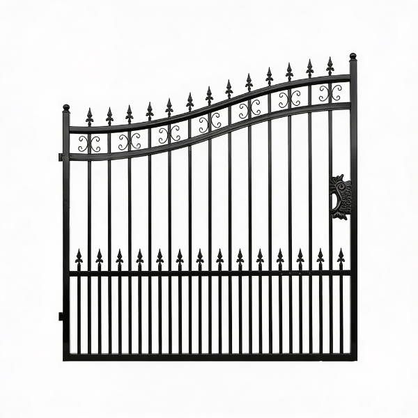 EMC 16 ft. Wrought Iron Driveway Gate - Arrow Design, Heavy-Duty