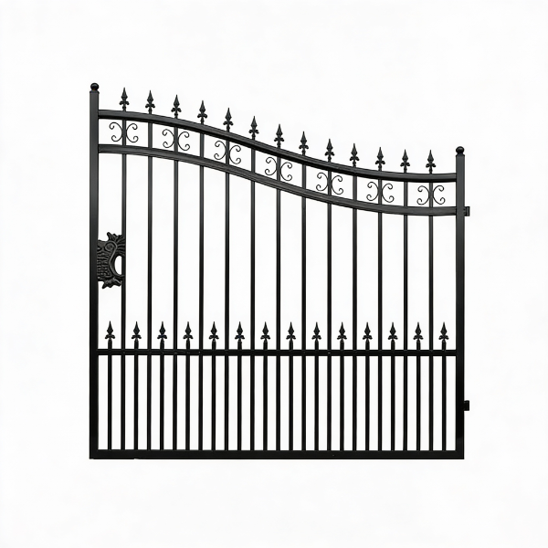EMC 16 ft. Wrought Iron Driveway Gate - Arrow Design, Heavy-Duty
