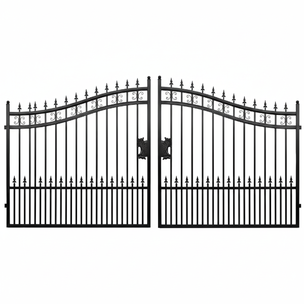 EMC 16 ft. Wrought Iron Driveway Gate - Arrow Design, Heavy-Duty