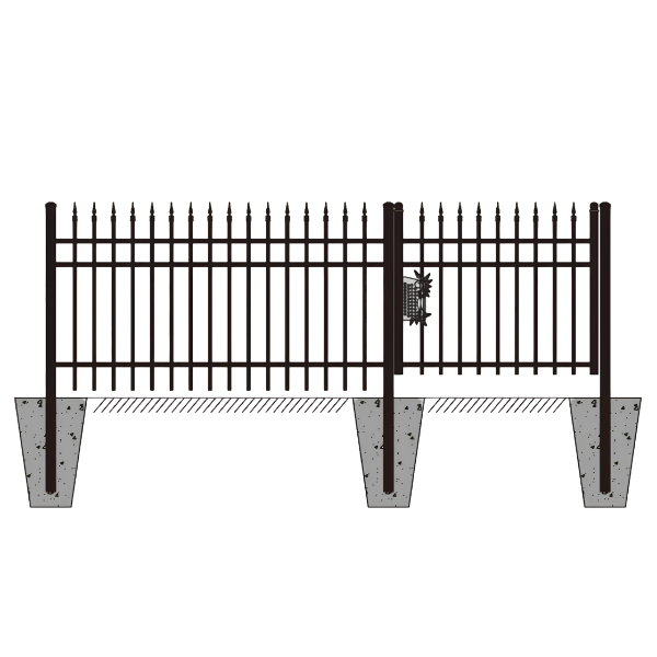 EMC 144FT 7’×4′ Sharp Top Industrial Ornamental Fencing Line - 20 Panels & 2 Gate