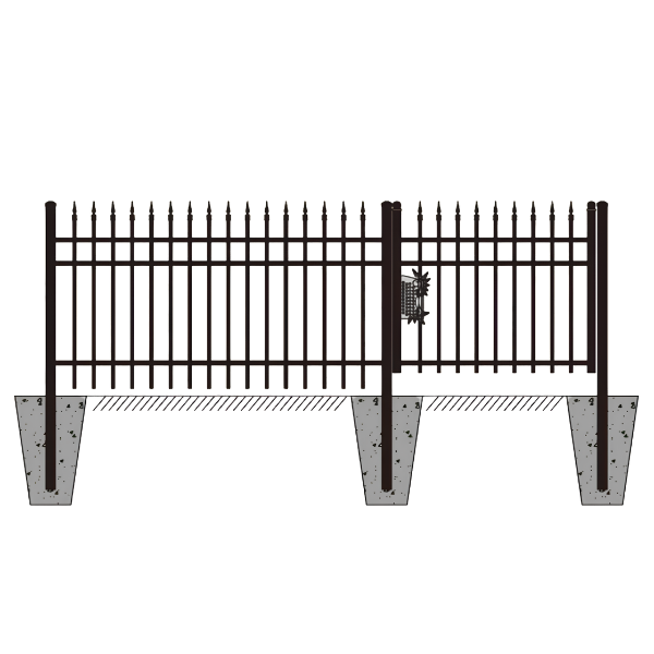 EMC 284FT 7’×4′ Sharp Top Industrial Ornamental Fencing Line - 40 Panels & 2 Gate