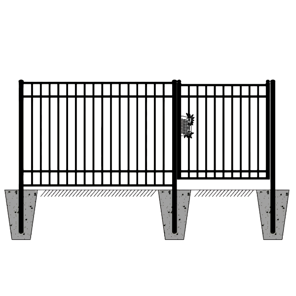 EMC 144FT 7’×5′ Flat Top Industrial Ornamental Fencing Line - 20 Panels & 2 Gate