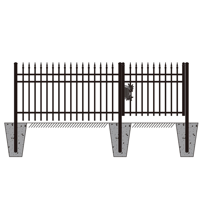 EMC 284FT 7’×4′ Sharp Top Industrial Ornamental Fencing Line - 40 Panels & 2 Gate