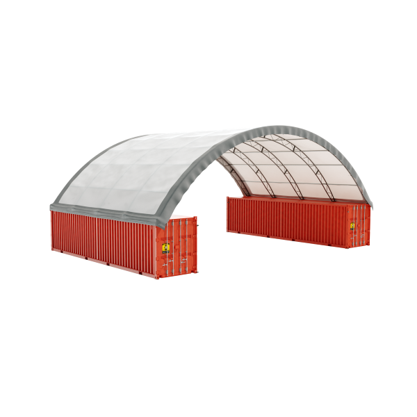 EMC Container Shelter 60'x40'x20' (610g PVC) Double Trussed