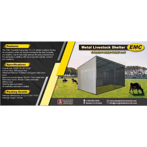 EMC Metal Livestock Shelter (19’ x 12’)