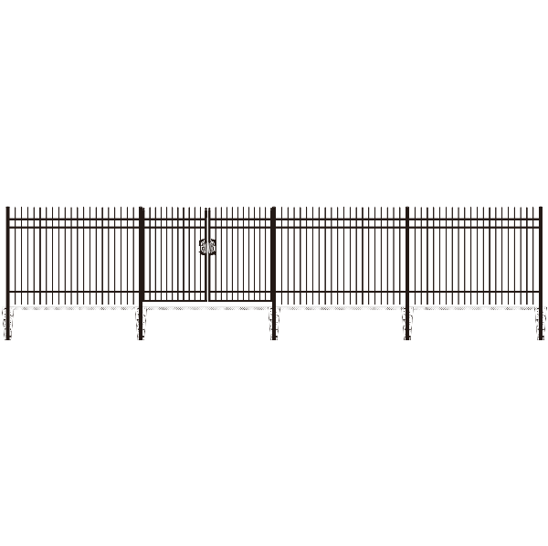EMC 168FT 8’×6′ Sharp Top Industrial Ornamental Fencing Line - 20 Panels & 2 Gate