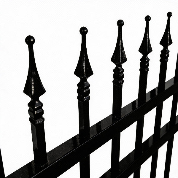 EMC 16 ft. Wrought Iron Driveway Gate - Flower Design, Heavy-Duty