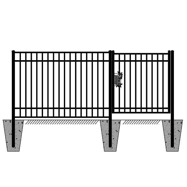 EMC 284FT 7’×5′ Flat Top Industrial Ornamental Fencing Line - 40 Panels & 2 Gate