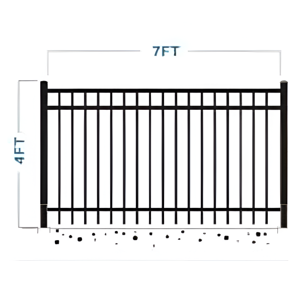 EMC Single 7’×4′ Flat Top Industrial Ornamental Fence