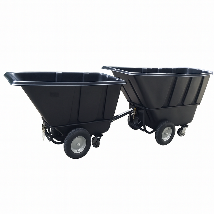 EMC Heavy Duty Towable Tilt Trucks - 2100lbs Capacity - 1 Cubic Yard Size