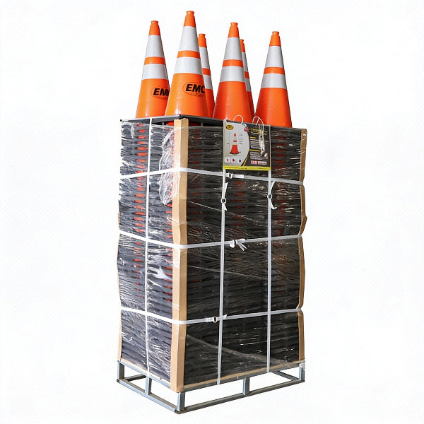 EMC Pack of 250 Traffic Safety Pylon - Reflective Top - Durable Pigment Paint Coat