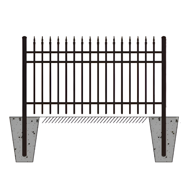 EMC Single 7’×4′ Sharp Top Industrial Ornamental Fence