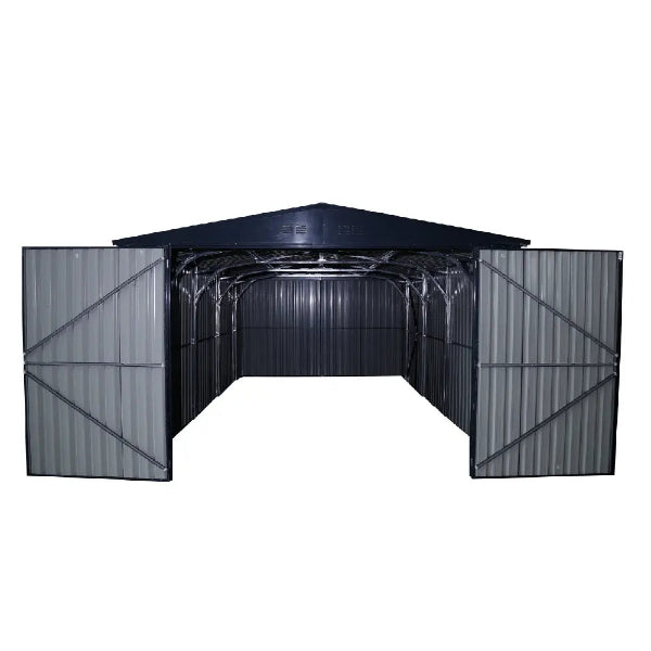 EMC 11' X 20' Metal Garage Shed - zinc steel frame - 75 mph wind resistance