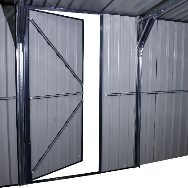 EMC 11' X 20' Metal Garage Shed - zinc steel frame - 75 mph wind resistance