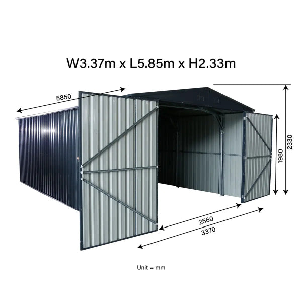EMC 11' X 20' Metal Garage Shed - zinc steel frame - 75 mph wind resistance