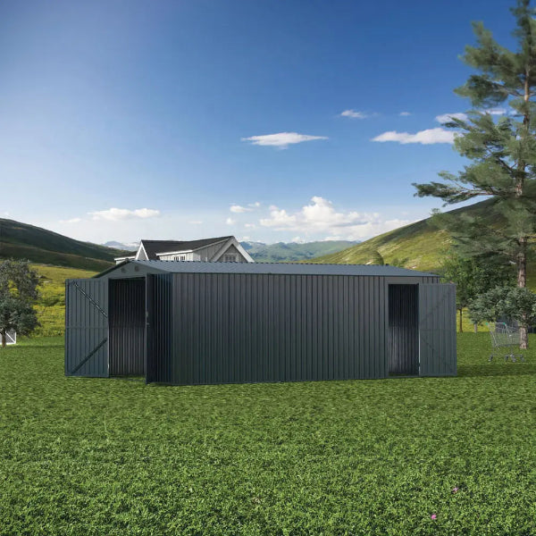 EMC 11' X 20' Metal Garage Shed - zinc steel frame - 75 mph wind resistance