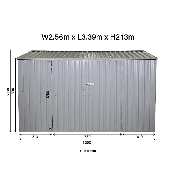 8'x11' Galvanized Metal Shed - 29 gauge steel walls - resistant snow load and wind load