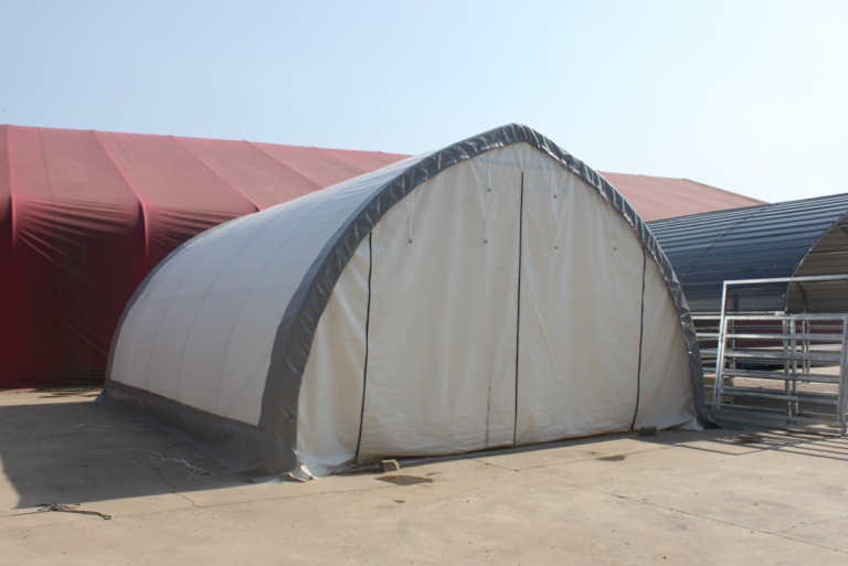 EMC 20x30x12 Heavy Duty Fabric Peak Storage Building - 13 Oz PVC Fabric Cover