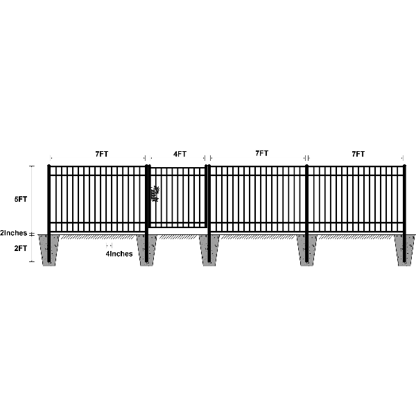 EMC 284FT 7’×5′ Flat Top Industrial Ornamental Fencing Line - 40 Panels & 2 Gate