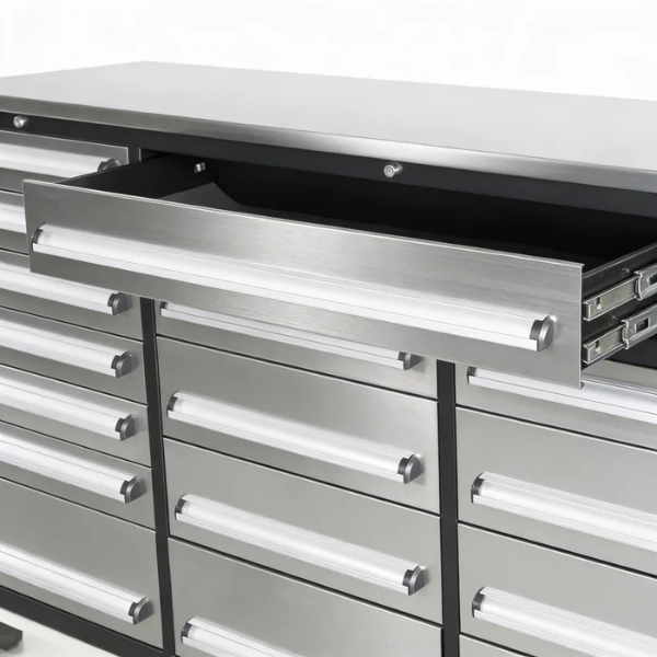 EMC 10ft Stainless Steel Workbench Cabinet Combo 25 Drawers_D3S