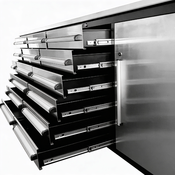 EMC 10ft Stainless Steel Workbench Cabinet Combo 18 Drawers 2 Cabinets