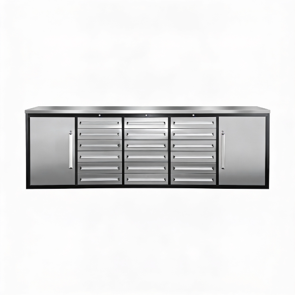 EMC 10ft Stainless Steel Workbench Cabinet Combo 18 Drawers 2 Cabinets
