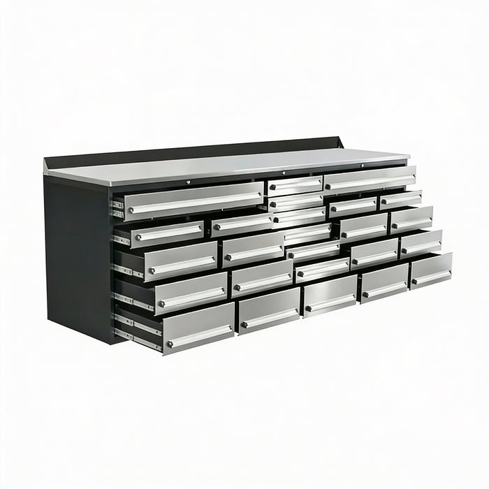 EMC 10ft Stainless Steel Workbench Cabinet Combo 25 Drawers_D3S
