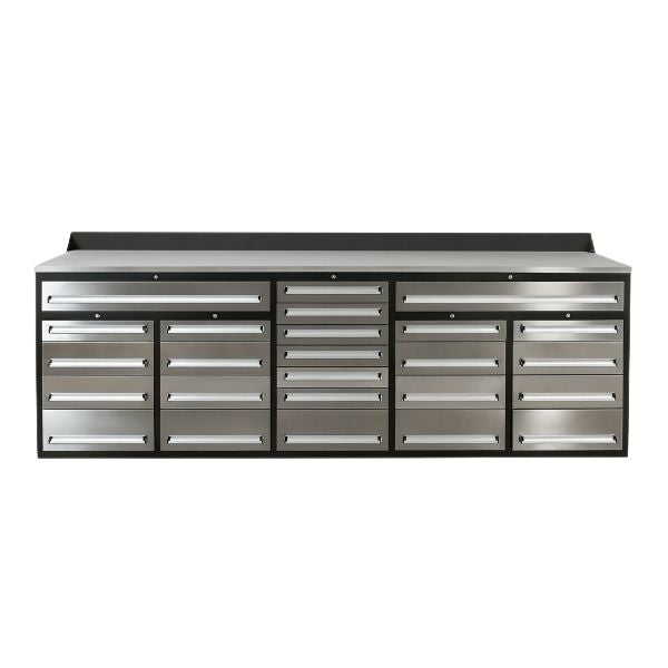 EMC 10ft Stainless Steel Workbench Cabinet Combo 25 Drawers_D3S
