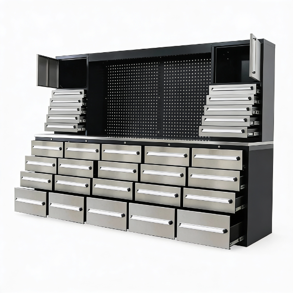 EMC 10ft Stainless Steel Workbench Cabinet Combo 30 Drawers 2 Cabinets