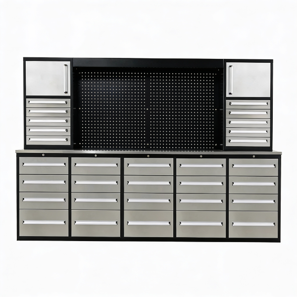 EMC 10ft Stainless Steel Workbench Cabinet Combo 30 Drawers 2 Cabinets