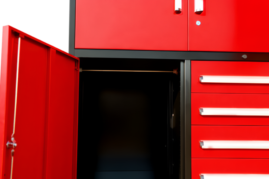 EMC 7ft Red Workbench Cabinet Combo 16 Drawers 6 Cabinets