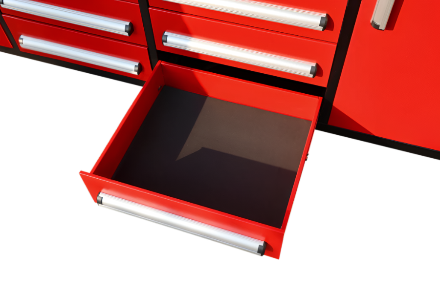 EMC 7ft Red Workbench Cabinet Combo 16 Drawers 6 Cabinets