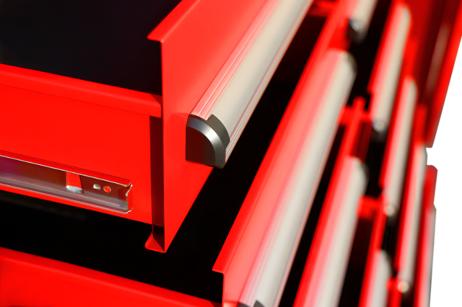 EMC 7ft Red Workbench Cabinet Combo 16 Drawers 6 Cabinets