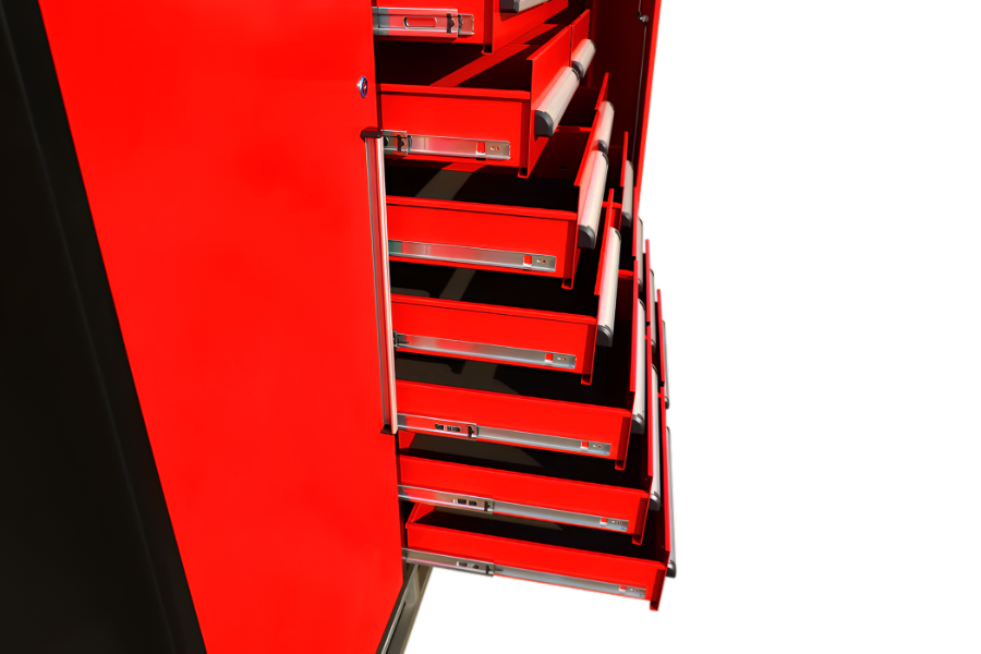 EMC 7ft Red Workbench Cabinet Combo 16 Drawers 6 Cabinets