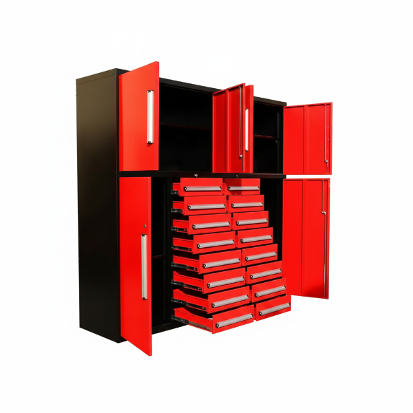 EMC 7ft Red Workbench Cabinet Combo 16 Drawers 6 Cabinets