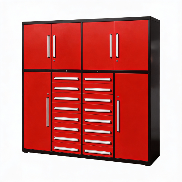 EMC 7ft Red Workbench Cabinet Combo 16 Drawers 6 Cabinets